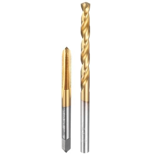 Image of sourcing map Tap and Drill Bit Set, 1pcs M5 x 0.8 Metric Straight Flute Thread Screw Taps & 1pcs 4.2mm Twist Drill Bits, Titanium Coated HSS-6542 Tapping Threading Tool Kit