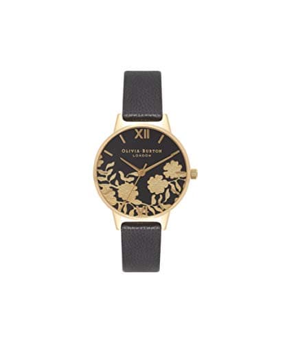 Image of Olivia Burton Analogue Quartz Watch for Women with Black Leather Strap - OB16MV60