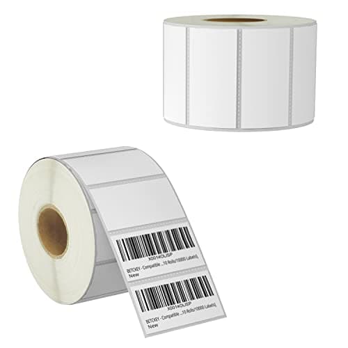 Image of BETCKEY - 51mm x 25mm (2 in x 1 in) Barcode & Address Thermal Labels - 1300 Perforated per Roll - Compatible with Zebra & More Printers [2 Roll/2600 Labels]