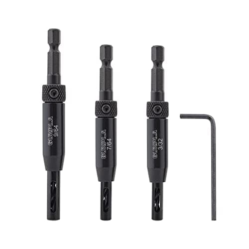 Image of Gunpla 3pcs HSS Hinge Drill Bit Set, Self Centering Hole Drilling Bits Spring Loaded Tools, 1/4" Hex Shank Drills for Hinges Handles Drawers Wood Door Window Cabinet Woodworking 3/32” 7/64” 9/64”