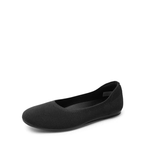 Image of DREAM PAIRS Wide Ballet Flats Shoes for Women, Width Foldable Knit Women's Flats with Arch Support, Comfortable Shoes for Women Dressy Casual Work Office,Size 5W,Black-Knit,DWUWFA2403