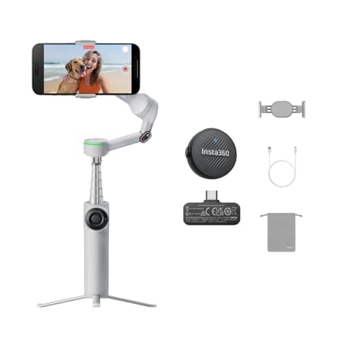 Image of Insta360 Flow 2 Pro Mic Bundle Grey– Foldable AI Phone Gimbal, 3-Axis Stabilization, Tracks in 200+ Apps with Apple DockKit, Mic Air, Multi-Person & 360 Pan Tracking, Built-in Tripod & Selfie Stick.