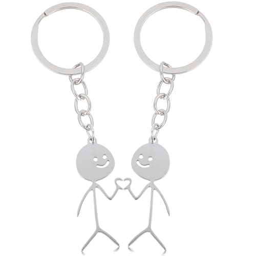 Image of Ouligay 2 Pcs Stainless Steel Funny Keychain,Couple Keychains, Stickman Love Matching Keychains for Couples,Best Friend Keychain,Long Distance Friendship Gifts for Boyfriend Girlfriend Him Her
