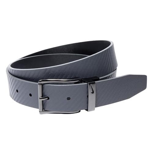 Image of Nike mens Perforated Reversible Belt, Dk Grey Cf Texture/Black, L