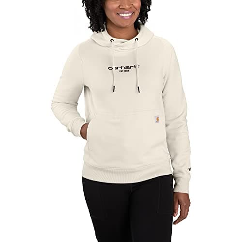 Image of Carhartt Women's Force Relaxed Fit Lightweight Graphic Hooded Sweatshirt, Malt, X-Large
