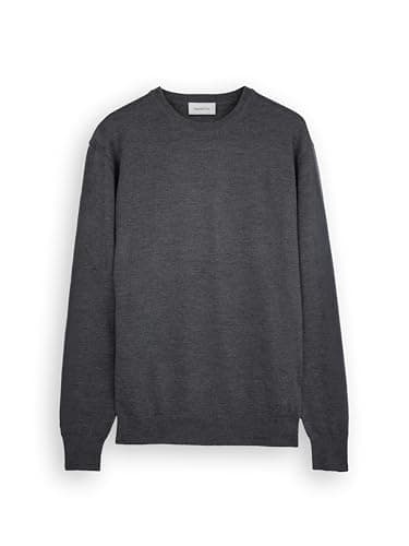 Image of Diana Studio - Men's Basic Crew Neck Sweater, Grey, 100% Merino Wool, Solid Colour, Long Sleeves, Size XXL, Regular Fit, Grey, XXL /3XL