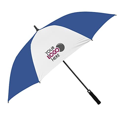 Image of Drysdale Custom Printed Golf Umbrellas Personalised with Your Logo or Photo (Blue/White), Full Size