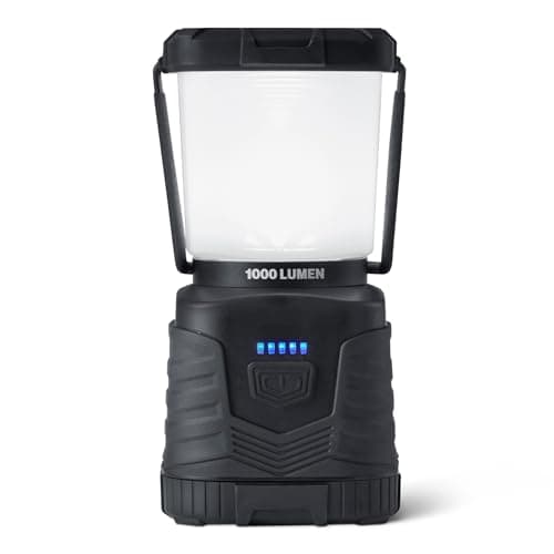 Image of Amazon Basics LED Camping Lantern with 4 Light Modes - 1000 Lumen Portable Outdoor Light with 360° Illumination - Water Resistant Emergency Lantern - Batteries Not Included - Black