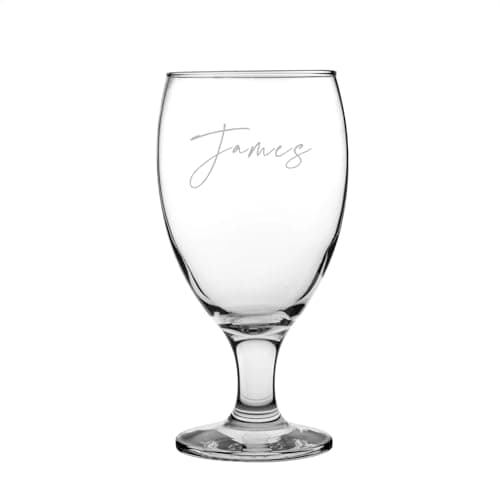 Image of Personalised Script Font Birthday Beer Glass, Snifter Shape for Craft Beer, Cider and Ale 1 Pint