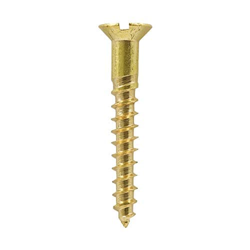 Image of Solid Brass Slotted Countersunk Woodscrew ~ All Gauges & Sizes inc. 2,4,6,7,8,10 Screw (200, No.8 x 1.1/2")