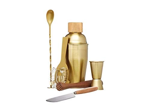 Image of BarCraft Cocktail Making Kit (6-Piece Gift Set) -Brass Finish, 2, 28 x 32 x 28 cm, Gold