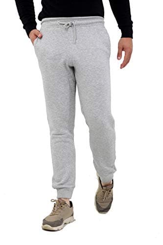 Image of Style Spot Men’s Ribbed Slim Fit Fleece Jogging Tracksuit Bottom Track Pants Two Zipped Side Pockets and Cuffed Hem (Grey, L)