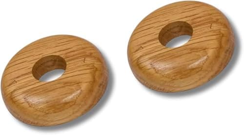 Image of Oak Wooden Radiator Pipe Collars for 15mm Pipes Pack of 2 Easy Split Collar Wood Hide Radiator Pipes Base (2 Collars)