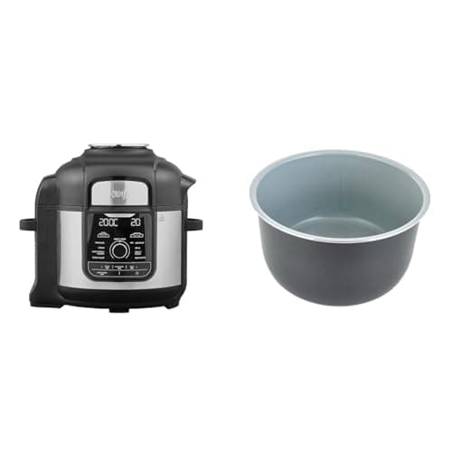 Image of Ninja Foodi MAX Multi-Cooker [OP500UK], 9-in-1, 7.5L, Electric Pressure Cooker and Air Fryer & Official Nano-Ceramic Inner Pot for Foodi [4013J300UK] Compatible with Ninja Foodi OP300UK, Black