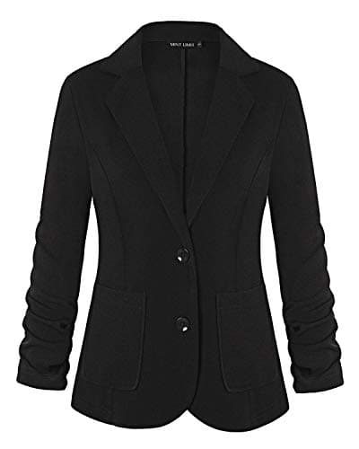 Image of MINTLIMIT Womens Casual Work Office Long Sleeve Button Lined Blazer with Pockets(Black,M)