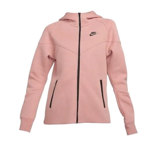 Image of NIKE FB8338-618 W NSW TCH FLC WR FZ HDY Sweatshirt Women's RED STARDUST/BLACK Size XL