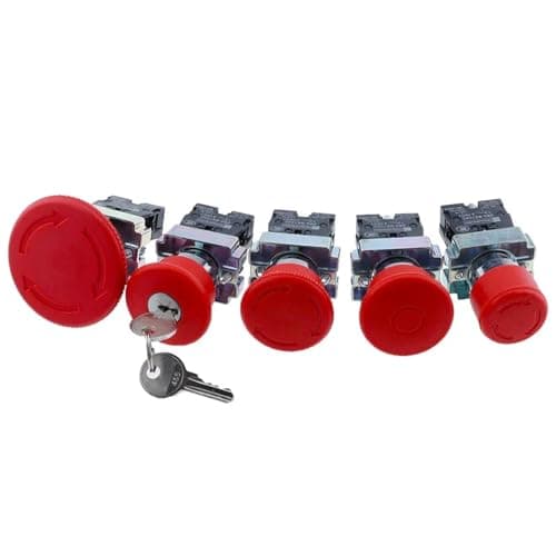 Image of XB2-BS142 XB2-BS442 XB2-BS542 1NC Key Emergency Stop Rotary Push Button Switch 2 Position Locking 22mm Mushroom Head Button(XB2-BT142,1NO1NC)