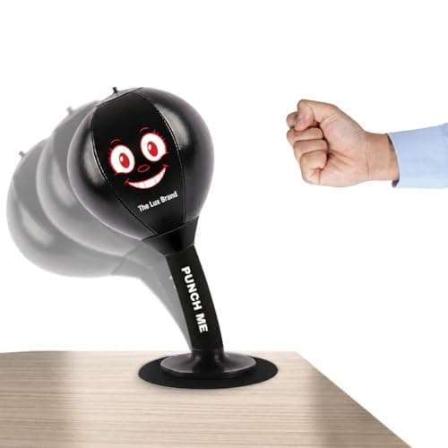 Image of The Lux Brand's Desktop rage Bag, Premium Quality kids punching bag. Super strong Spring Flexibility, punching bag for kids, Super Strong Suction on Smooth Surfaces, Kids&Adults (Dark Black)