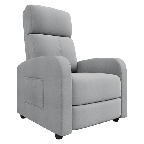 Image of Oversized Manual Recliner Chair for Adults – Wide Arm Single Sofa with High-Density Cushion, Ergonomic Lumbar Support, Adjustable Push-Back, Side Pocket – Fabric Armchair for Living Room, Bedroom,