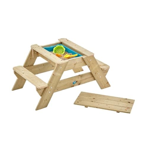 Image of TP Toys Early Fun Wooden Picnic Table Sandpit, Kids Garden Furniture and Outdoor Dining, Wooden Sand & Water Bench, Toddler Sand and Water Table, FSC Certified Wood, Children Activity Table, 2 year +