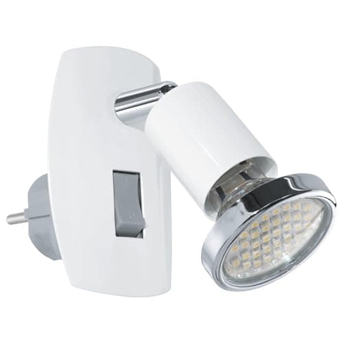 Image of Eglo Mini 4 Steel Stud Light Includes 1 x GU10 2.5 W LED Bulbs, on/Off Switch On The Light – 7 x 10 cm White/Chrome 92925