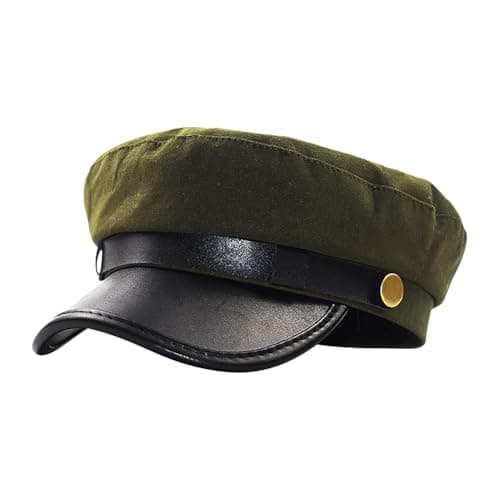 Image of FSSTUD Retro Driver Cap Classic Newsboy Hat Vintage Beret Cap Flat Top Octagonal Hat Captain Sailor Cap Driver Costume Hat Green