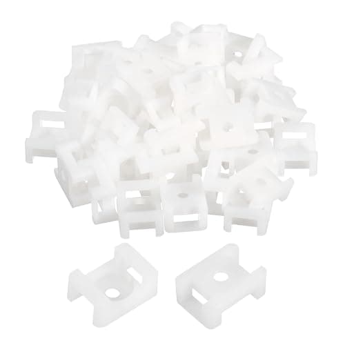 Image of sourcing map 500pcs Cable Tie Base Saddle Type Mount Wire Holder, 22.3x15.9x9mm Wire Clips Organizer Holders Clamps for Electronic Wires Organized, White 0.16" Dia
