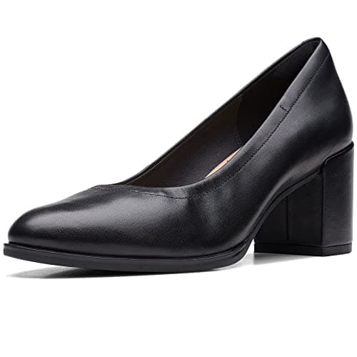 Image of Clarks Freva55 Court Womens Black Leather, 6.5