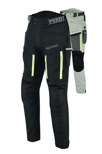 Image of Texpeed Mens Motorcycle Trousers Black Waterproof Motorbike Biker Pants with CE Protective Armour (EN 1621-1) L