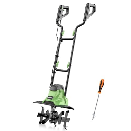 Image of PHIWOS Electric Garden Tiller, 1200W/1500W Soil Cultivator and Rotovator, 36CM Working Width 22CM Depth for Lawn and garden, Foldable Handle