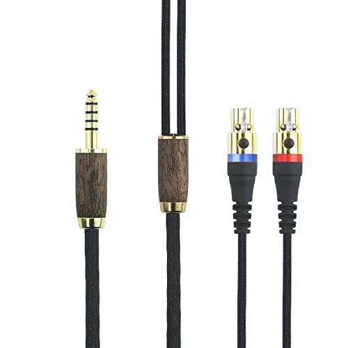 Image of HansnBy 4.4mm Balanced Male 6N OCC Copper Silver Plated Cord 4.4mm Balanced Cable Compatible with Audeze LCD-2, LCD-4, LCD-3, LCD-X, LCD-XC Headphones Walnut Wood Shell 3m/10ft