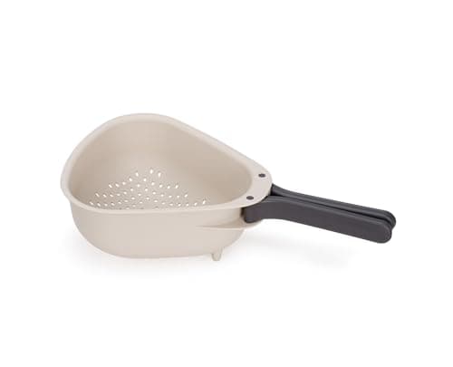 Image of Joseph Joseph Droplet Compact Colander with Folding Handles, Space-Saving Design, Easy-Pour Corners, for Draining Vegetables, Pasta, Fruits