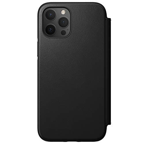Image of Nomad Rugged Folio Wallet Phone Case for iPhone 12 Pro Max - MagSafe Compatible, 10ft. Drop Protection, Horween Leather - Black