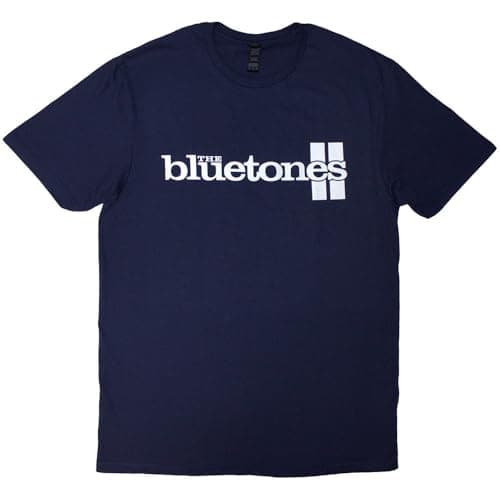 Image of Rock Off officially licensed products The Bluetones Stripe Band Logo T Shirt XL Navy