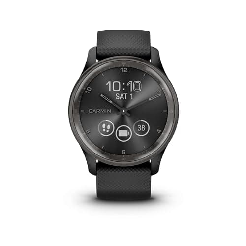 Image of Garmin vívomove Trend, 40mm Stylish Hybrid Smartwatch with Health and Fitness functions, Dynamic Watch Hands, Touchscreen Display and up to 5 days battery life, Black