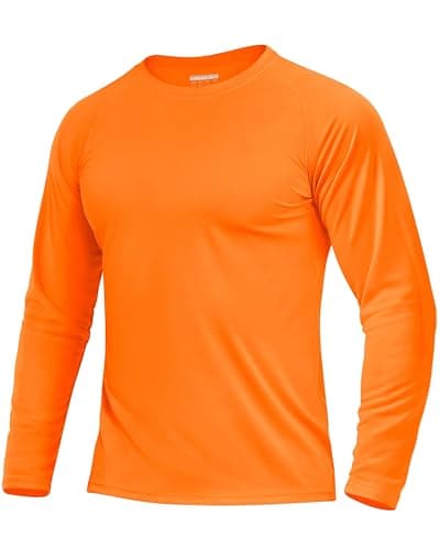 Image of TACVASEN Work Shirts Men Long Sleeve Top Sun Protection T Shirt Lightweight Hiking Shirt UPF 50 Tshirt UV Protection Shirts Orange