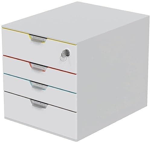 Image of Durable VARICOLOR Mix 4 Lockable Drawer Unit - Desktop Drawer Set with 4 Colour Coded Draws - Top Draw is Lockable - Perfect for Storing Documents