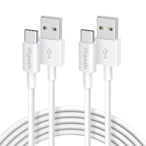Image of etguuds USB C Cable 1M 2-Pack, USB to USB C Charger Cable 3.1A Fast Charging USB Type C Lead Compatible with iPhone 17 16 15 Pro Samsung S26 S25 S24 S23 S20 S10 (White)