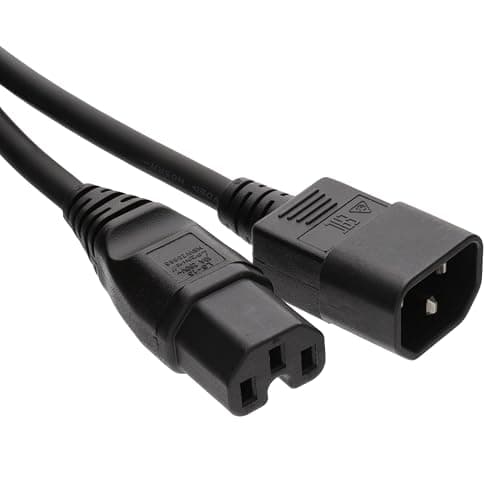 Image of kenable Power Extension Cable IEC C14 Male to C15 Female Hot Condition H05RR-F 0.75mm UPS Lead 1m Black