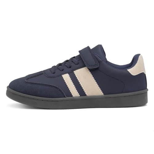 Image of XL Kids Navy & Cream Easy Fasten Trainer - Size 13 Child UK - Blue