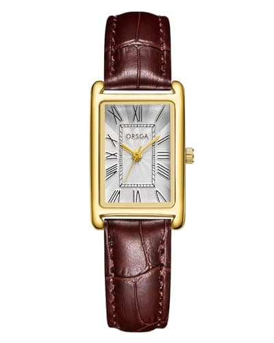 Image of CIVO Ladies Watches Leather Strap: Brown Rectangular Watches for Women Analogue Quartz - Dress Wrist Watch Stylish Classic Gifts for Women