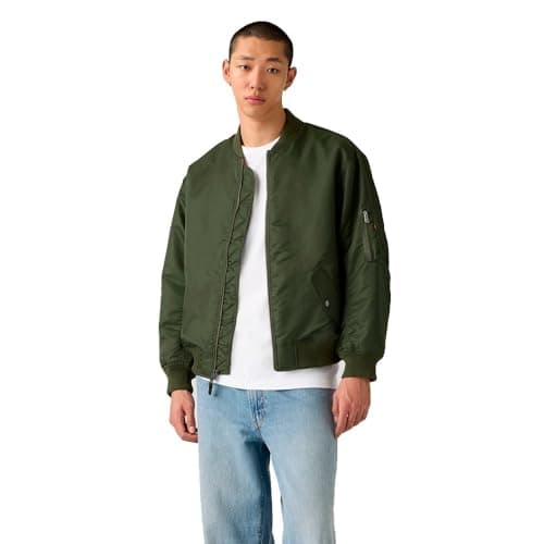 Image of Levi's Men's Bomber Jacket with Side Pockets, Relaxed Fit, Green (Deep Depths), S