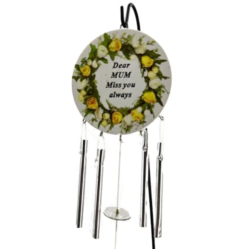 Image of Angraves Special Mum Miss You Always Yellow Rose Memorial Wind Chime Graveside Ornament