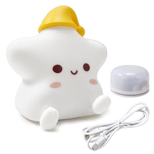 Image of EUROCATCH LED Night Light Star - Dimmable Kids Lamp - Silicone - Rechargeable - Baby Room Nursery - Little Star