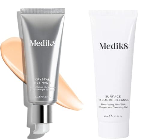 Image of Medik8 Crystal Retinal 6 (30ml) & Surface Radiance Cleanse Travel Size (40ml) - Age-Defying Retinal Night Serum & Resurfacing AHA/BHA Mangosteen Cleansing Gel