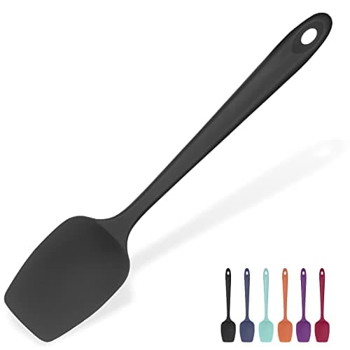 Image of Heat Resistant Silicone Spoon Spatula: U-Taste 315℃ Heat Proof Flexible Seamless Rubber Spatula, Baking Cooking Silicon Kitchen Utensil for Nonstick Cookware Mixing Stirring Scraping (29cm, Black)