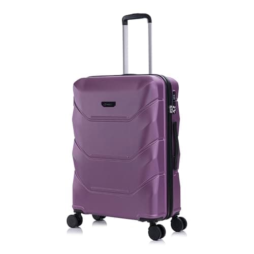 Image of Rocklands® Medium Suitcase Hard Shell Thick ABS with TSA Combination Lock, 4 Dual Spinner Wheels, Lightweight Luggage Durable Travel Trolley Case (Purple, Medium 24 Inch)