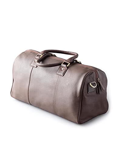 Image of Lakeland Leather Discoverer Real Leather Small Overnight Holdall Bag L48x H25x D20cm in Auburn Brown
