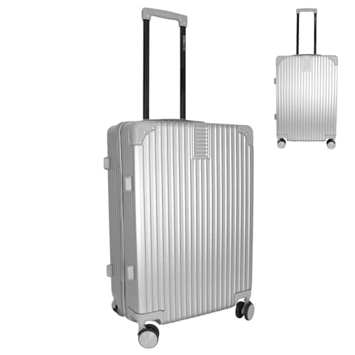 Image of Bordlite 24 Inch Medium Suitcase (65x41x25cm) Lightweight ABS Hard Shell Checked Luggage – Durable Travel Case with 360 Spinner Wheels, Telescopic Handle & Combination Lock – Silver