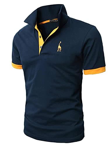 Image of KUNJLELP Men's Regular-Fit Cotton Pique Polo Shirt Short Sleeve Golf Polos,Blue 01,XXL